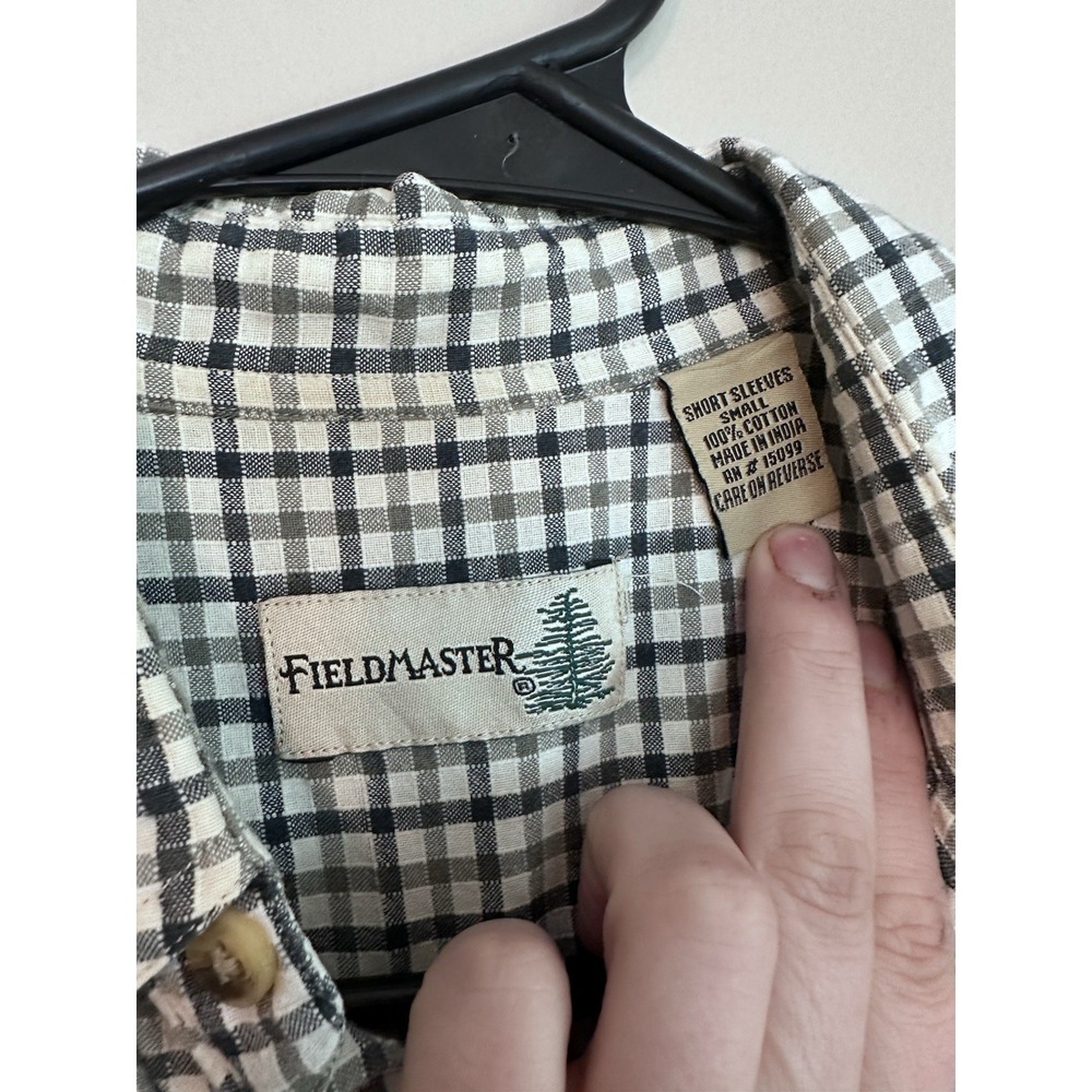 Fieldmaster SMALL 100% Cotton Lightweight Plaid Short Sleeve Button Front Shirt - Picture 9 of 13